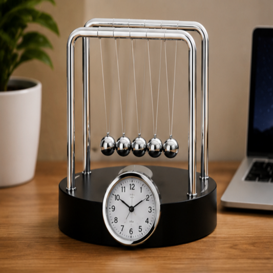 Newton Pendulum Balance Ball Clock, Kinetic Energy Desk Ornament for Home Office & Room Decor